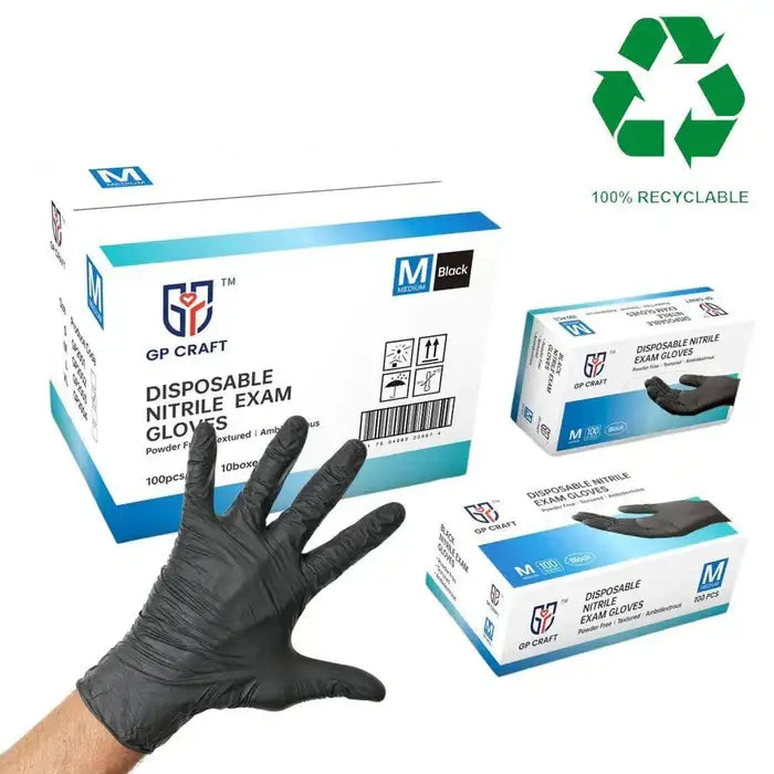 GP Craft 5.5 Mil Black Nitrile Exam Gloves - 1000 PCS – GDI Medical