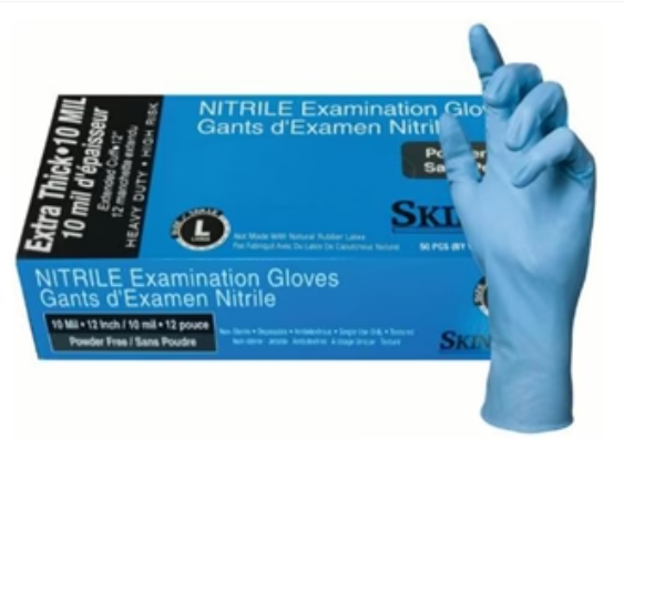 Skintx 12 Inch 10 Mil Blue Nitrile Exam Gloves