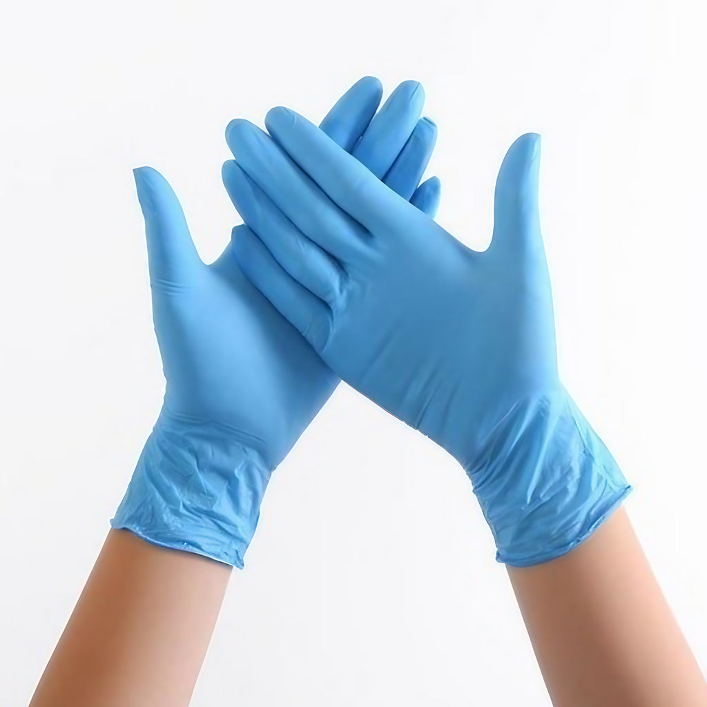 Stack of Diamond Blue 3.5 mil Nitrile Exam Gloves without packaging