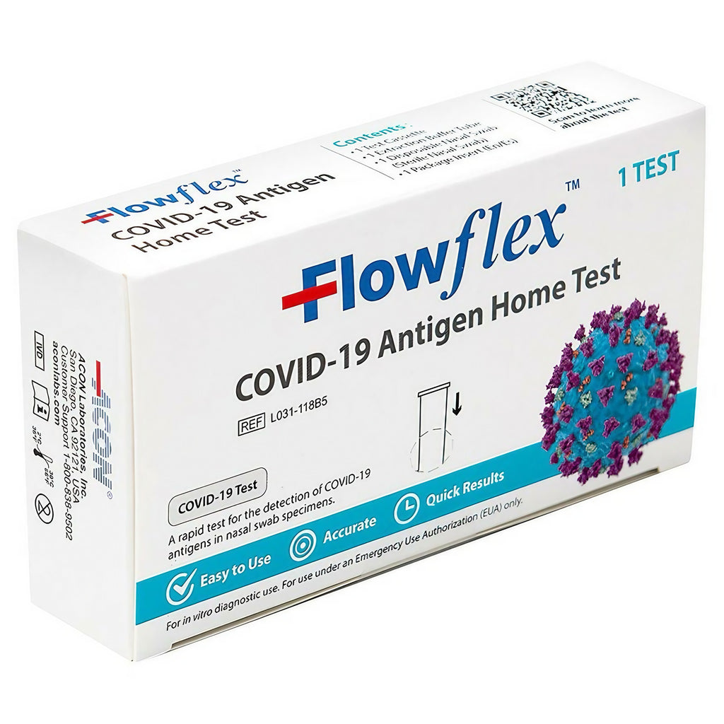 ACON FlowFlex COVID-19 home testing kit case with 300 individual tests