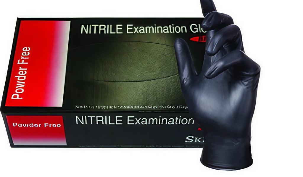 Case of 1000 SkinTx Black 5 mil Nitrile Gloves, Powder-Free