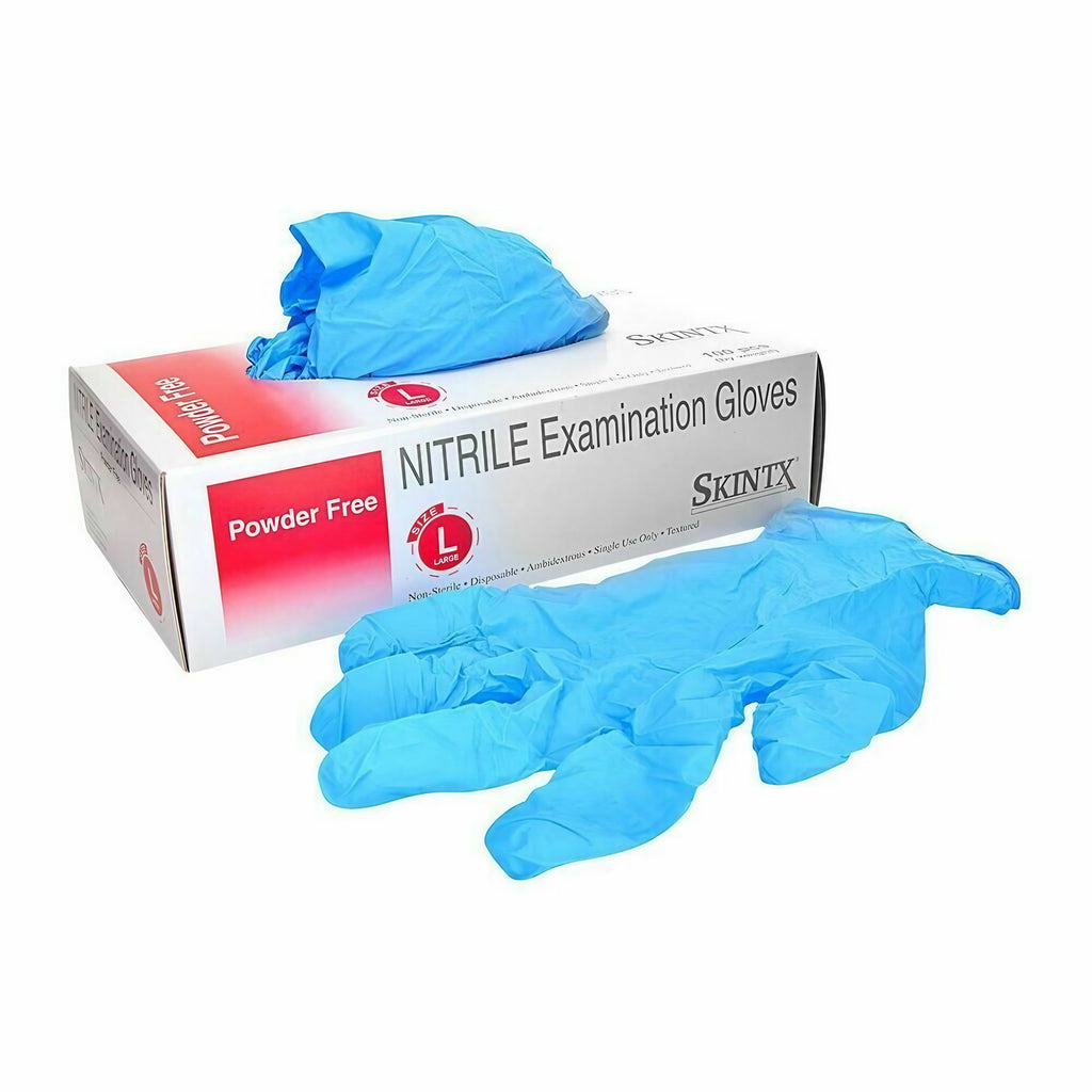 Case of 1000 SkinTx Blue 5 mil Nitrile Exam Gloves, Powder-Free