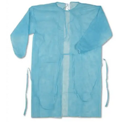 thumbnail image 2 of Pack Of 10 Disposable Isolation Gowns With Tie Closures At Neck And Waist - One Size Fits Most, Blue 2 of 5