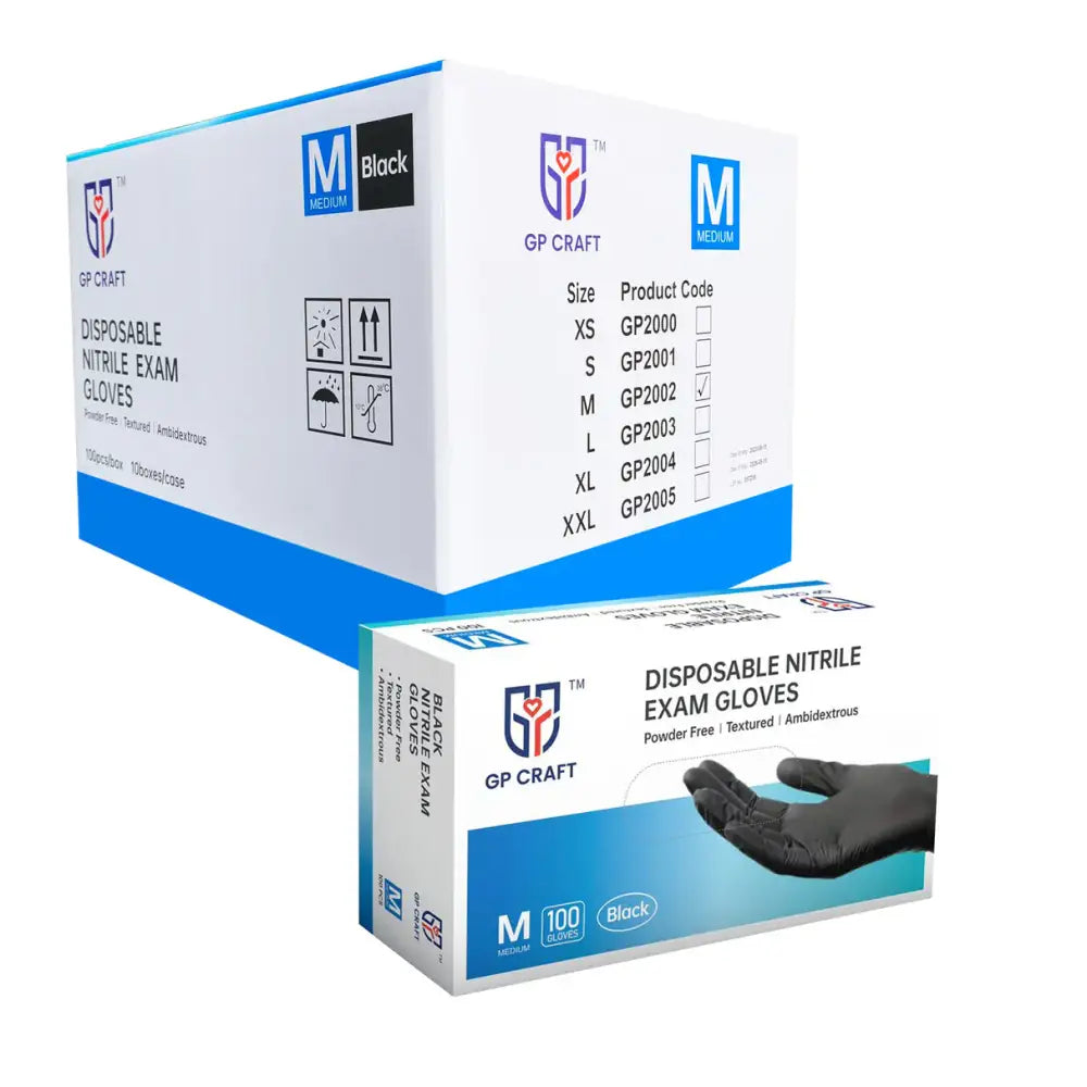 GP Craft 5.5 Mil Black Nitrile Exam Gloves - 1000 PCS – GDI Medical