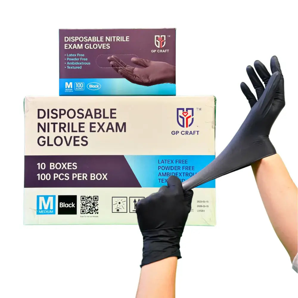 GP Craft 6 Mil Black Nitrile Exam Gloves