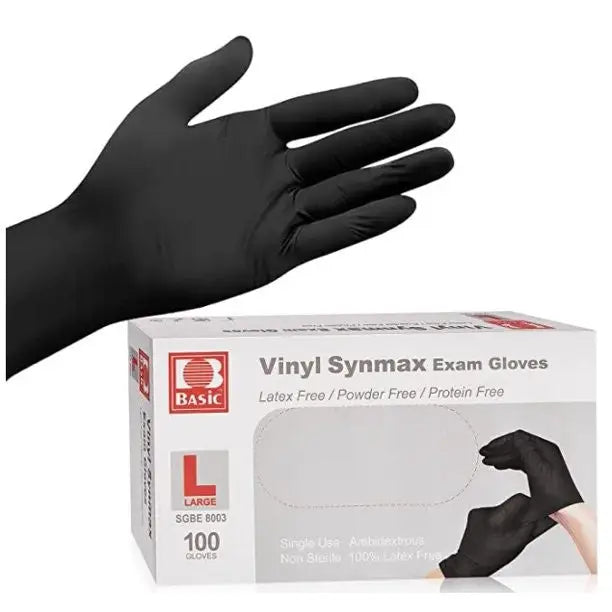  INTCO Black 3 mil Vinyl Synthetic Exam Powder Free Gloves