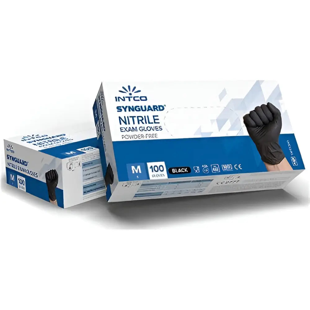 INTCO Synguard Black Nitrile Exam Gloves-box image