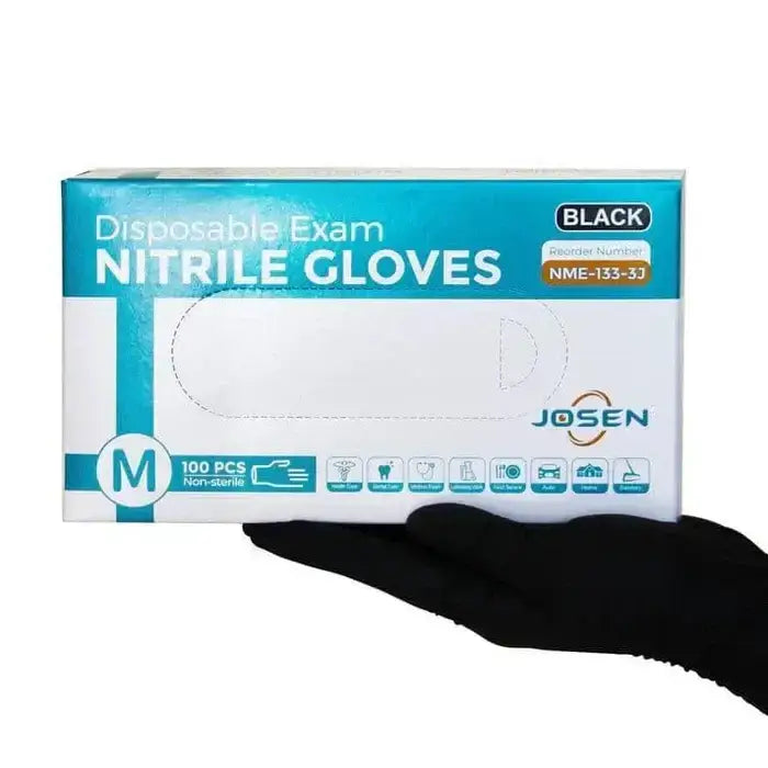 Josen 4.5 Mil Black Nitrile Examination Glove- box image