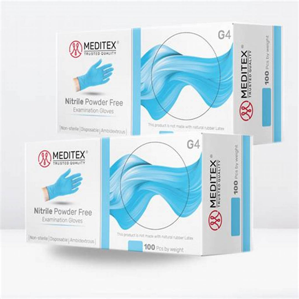 MEDITEX (G4) Blue Nitrile Gloves 4mil Exam Gloves - Gloves