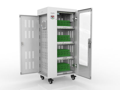 ChargeMax Disinfection Charging Cabinet - 40 bays, 4 Level (CT-40BU) - UV Disinfection System inside the cabinet removes germs and bacteria from the outer surface of objects placed inside the cabinet.