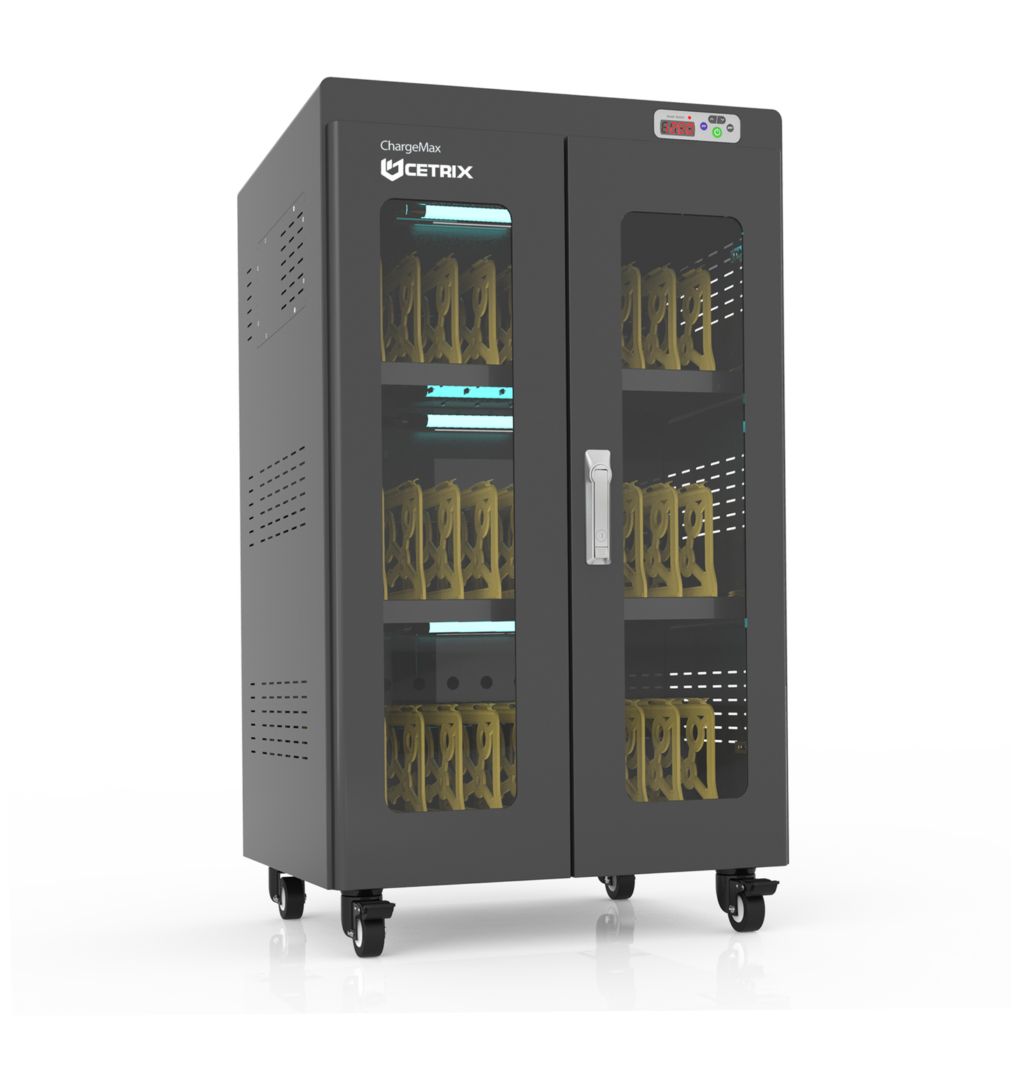 ChargeMax 40-bay Laptop Disinfection Charging Cabinet (CT-40BP) - Durable and Safe - USB charging ports are equipped with their own protection measures and an LED charging indicator